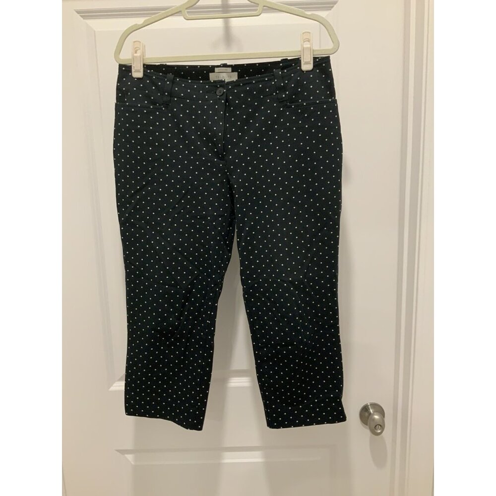 Talbots Pant Cropped Size 12 Petite Women’s Signature Polka Dot Black